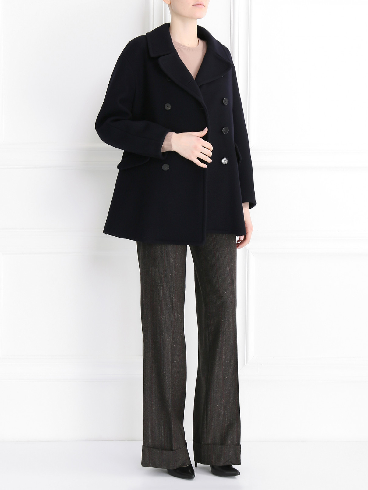 Двубортное пальто из шерсти Sonia Rykiel  –  Модель Общий вид  – Цвет:  Синий