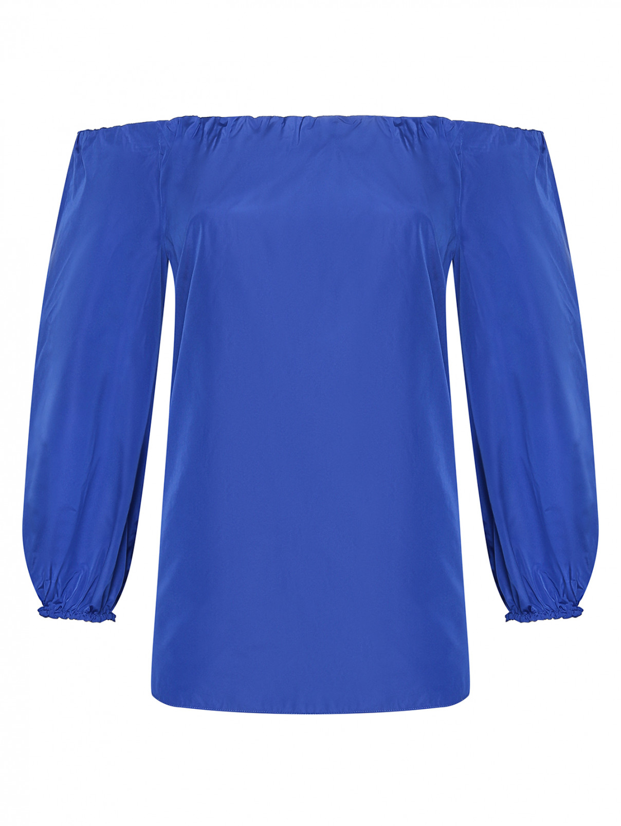 Блуза свободного кроя с рукавами-буффами Max Mara  –  Общий вид  – Цвет:  Синий