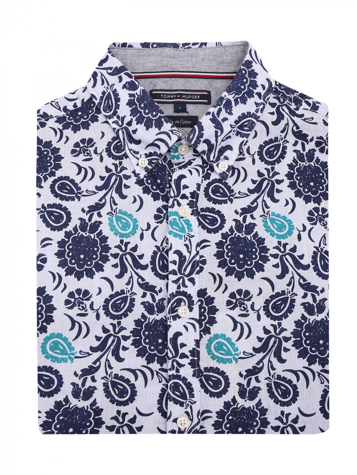 Рубашка изо льна и хлопка с узором Tommy Hilfiger  –  Общий вид