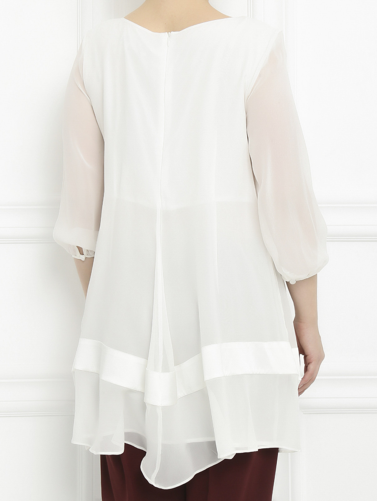 Блуза из шелка с рукавами 3/4 Marina Rinaldi  –  Модель Верх-Низ1  – Цвет:  Белый
