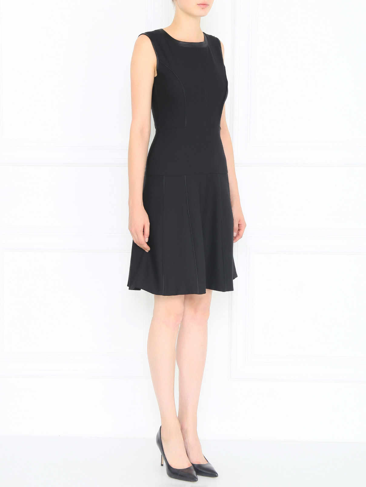 Платье-мини без рукавов Sportmax  –  Модель Общий вид  – Цвет:  Черный
