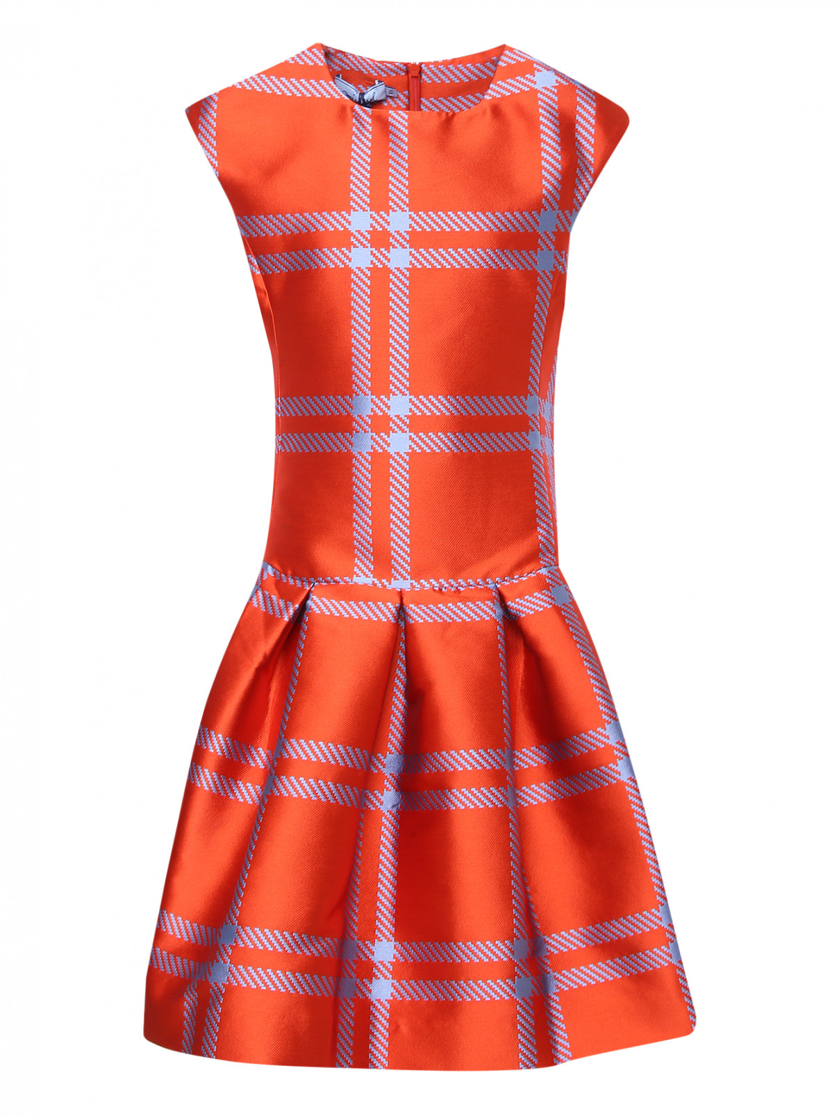 Платье в клетку с объемной юбкой MiMiSol  –  Общий вид  – Цвет:  Красный