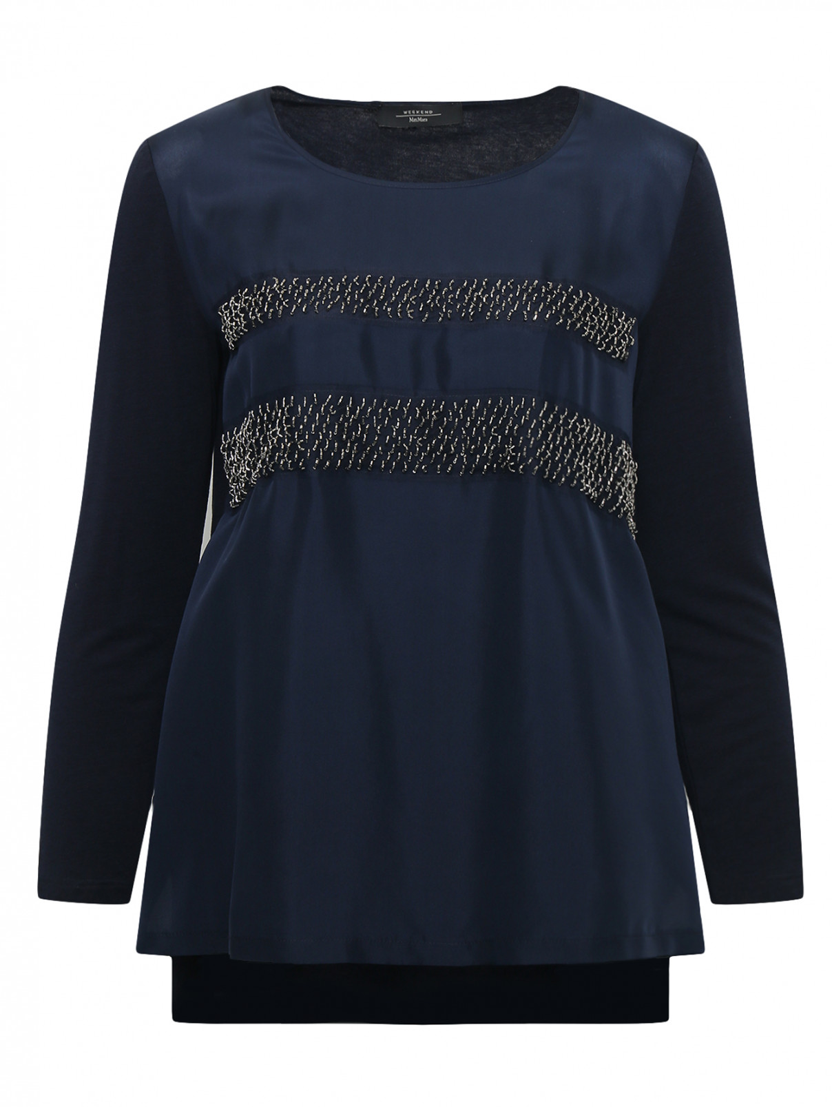 Блуза с декором Weekend Max Mara  –  Общий вид  – Цвет:  Синий