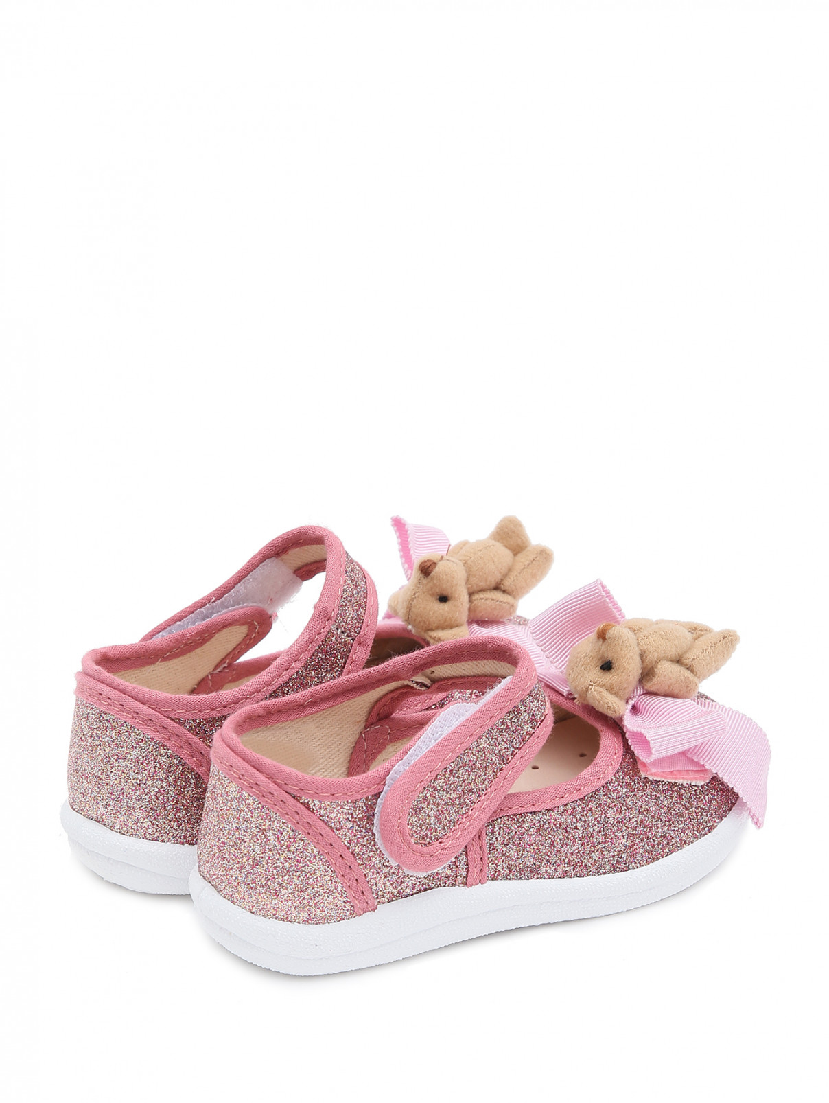 Туфли на липучке с декором MONNALISA  –  Обтравка2  – Цвет:  Розовый
