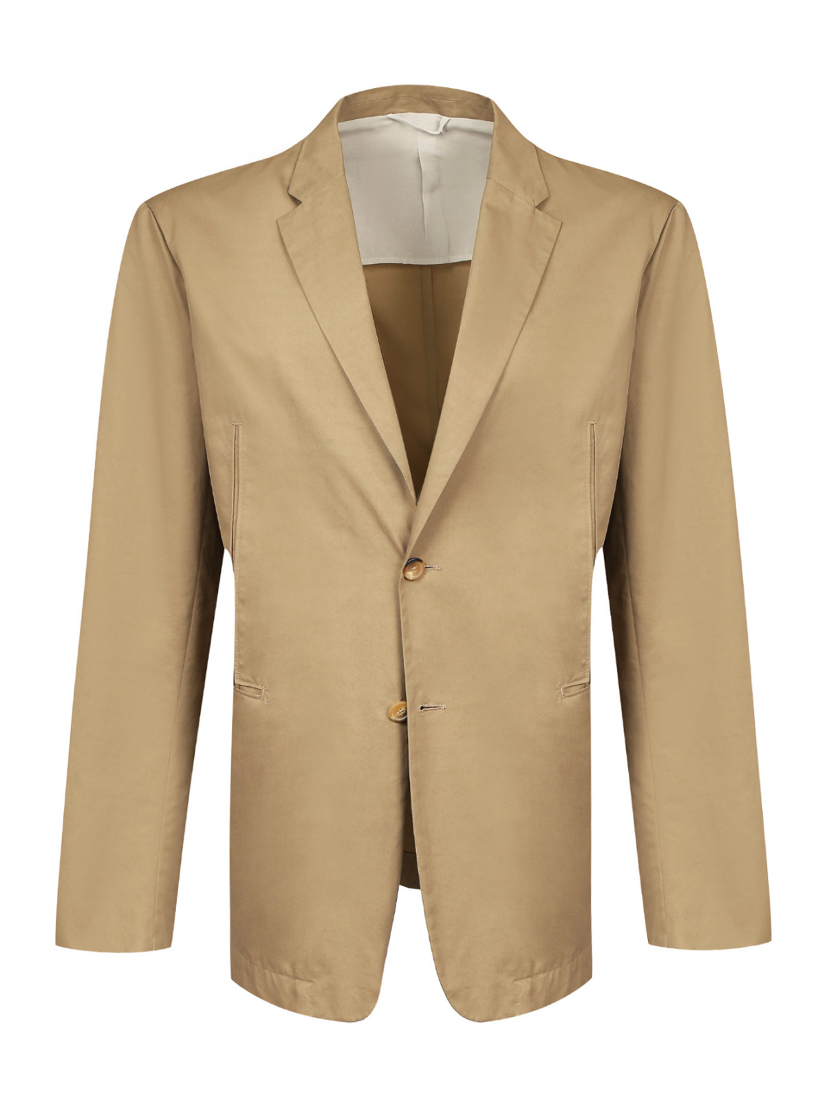 Пиджак однобортный из хлопка Jil Sander  –  Общий вид  – Цвет:  Бежевый