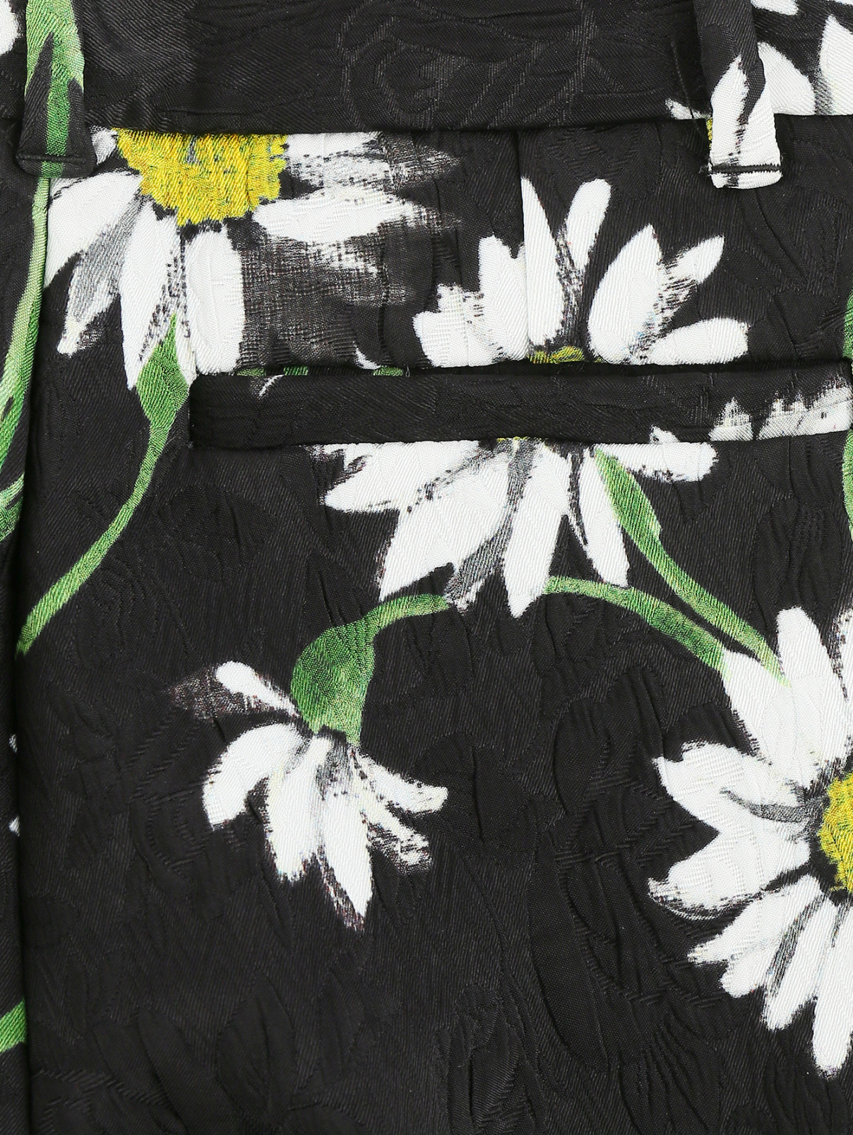 Брюки из жаккардового материала с цветочным узором Dolce & Gabbana  –  Деталь1  – Цвет:  Черный