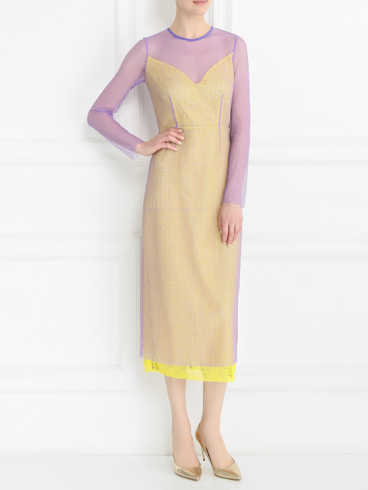Платье-футляр из хлопка Diane von Furstenberg  –  Модель Общий вид  – Цвет:  Фиолетовый