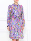 Платье из шелка с поясом с узором Moschino Boutique  –  Модель Верх-Низ