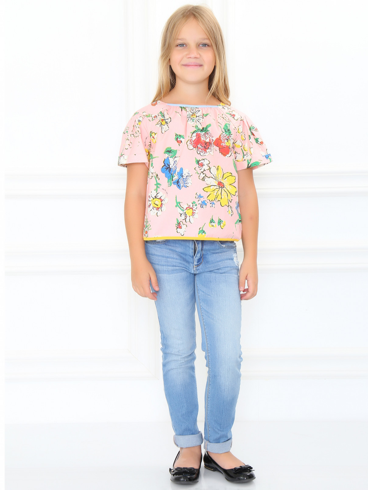 Блуза из хлопка свободного кроя MiMiSol  –  Модель Общий вид  – Цвет:  Розовый