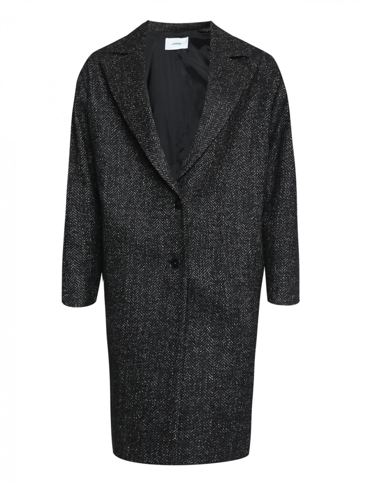 Пальто однобортное из шерсти LARDINI  –  Общий вид  – Цвет:  Черный