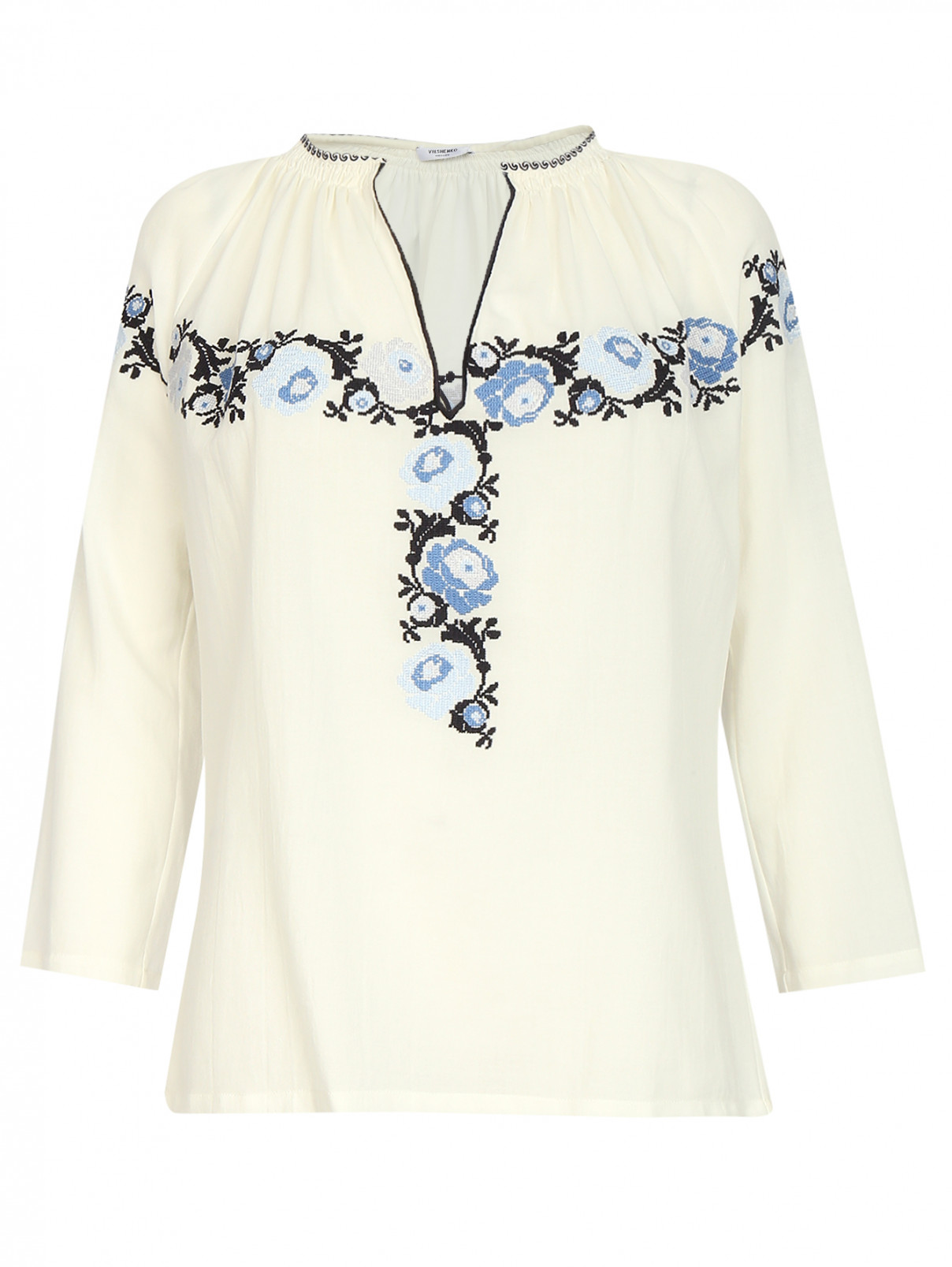 Блуза из хлопка с вышивкой Vilshenko  –  Общий вид  – Цвет:  Белый