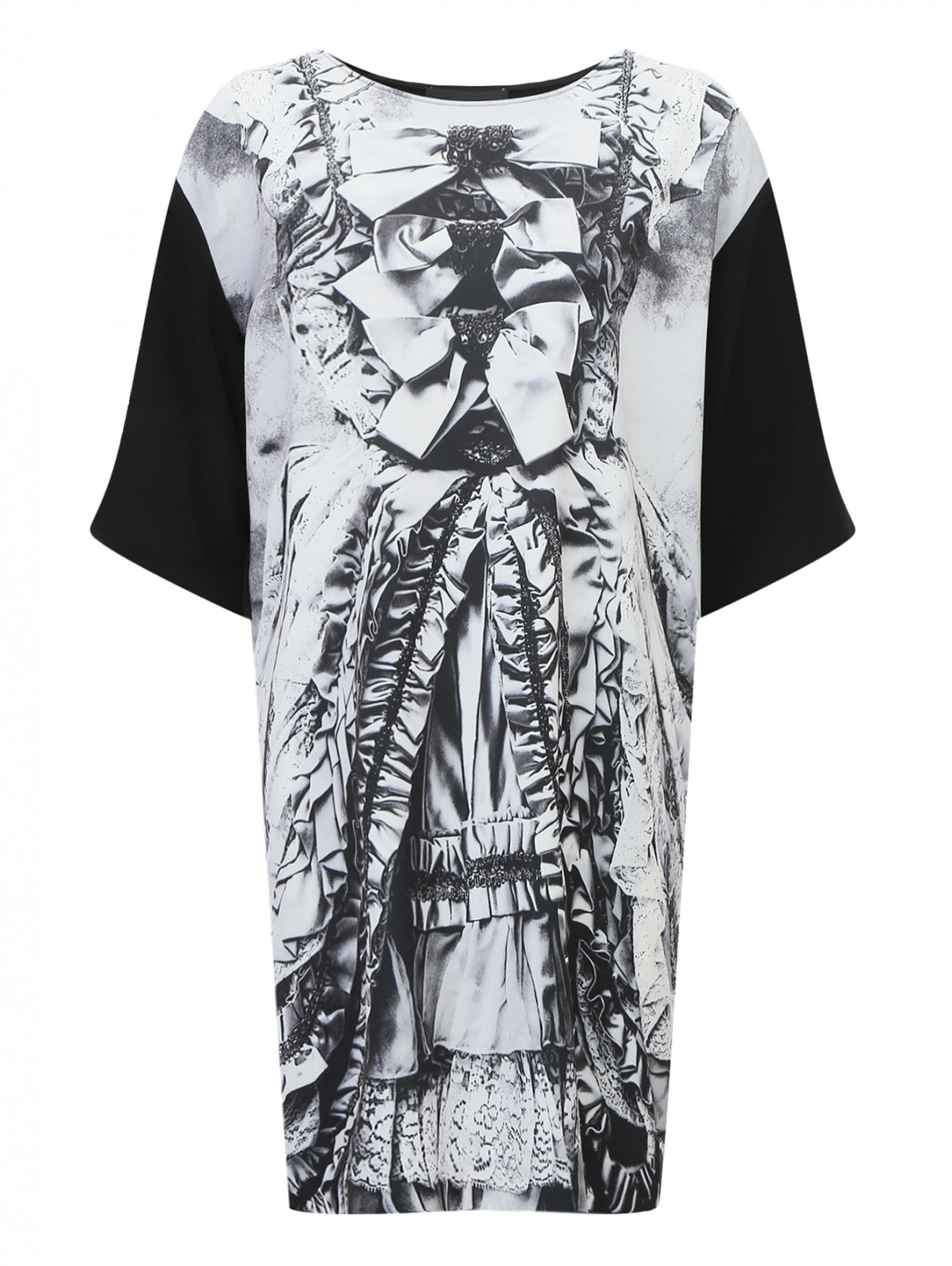 Платье свободного кроя с узором Moschino Boutique  –  Общий вид  – Цвет:  Черный