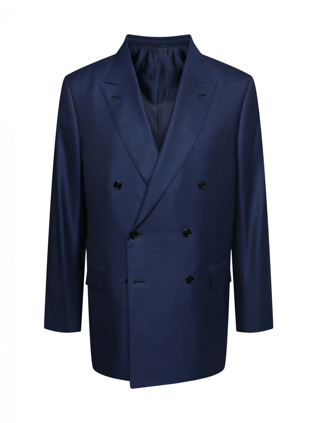 Двубортный пиджак из шерсти Ermenegildo Zegna  –  Общий вид  – Цвет:  Синий