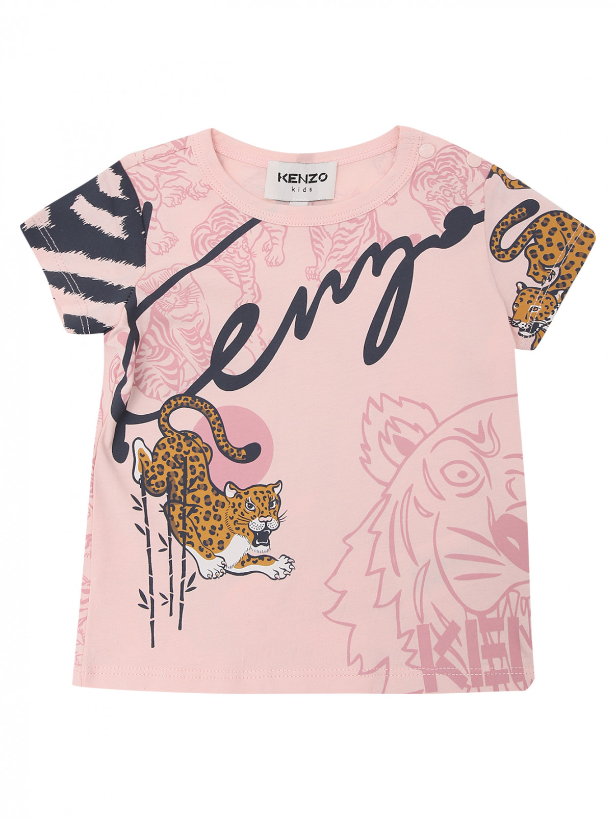 Хлопковая футболка с принтом Kenzo  –  Общий вид  – Цвет:  Розовый