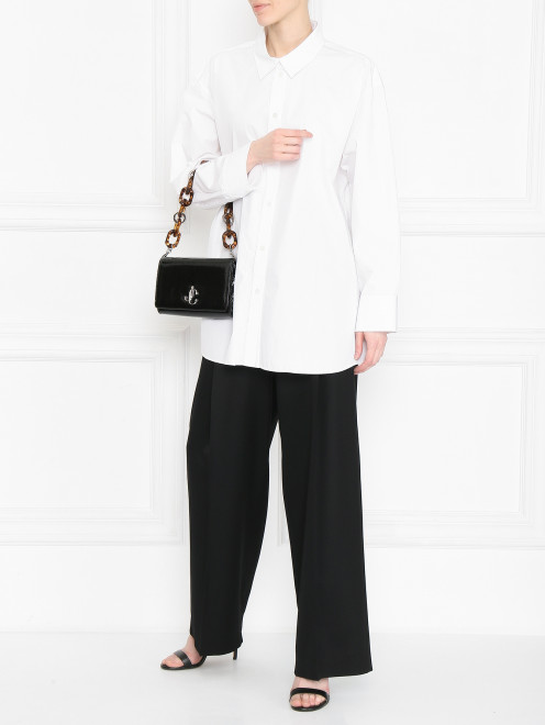Рубашка из хлопка с вышивкой свободного кроя Nina Ricci - МодельОбщийВид