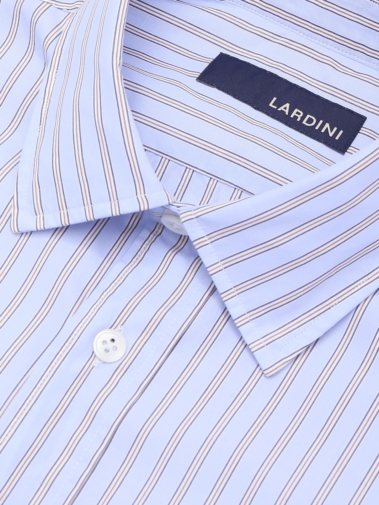 Рубашка из хлопка с узором LARDINI  –  Деталь  – Цвет:  Синий