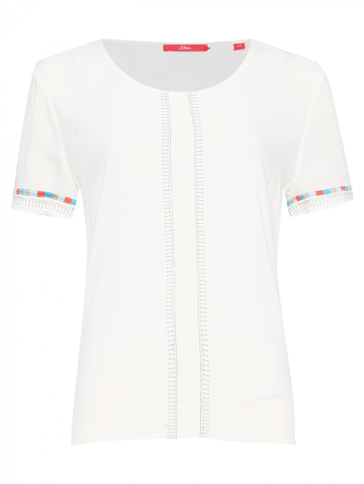 Блуза свободного кроя с вышивкой S.Oliver  –  Общий вид  – Цвет:  Белый