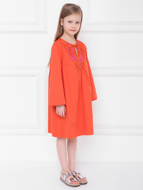 Платье из хлопка с вышивкой Alberta Ferretti Junior - МодельВерхНиз