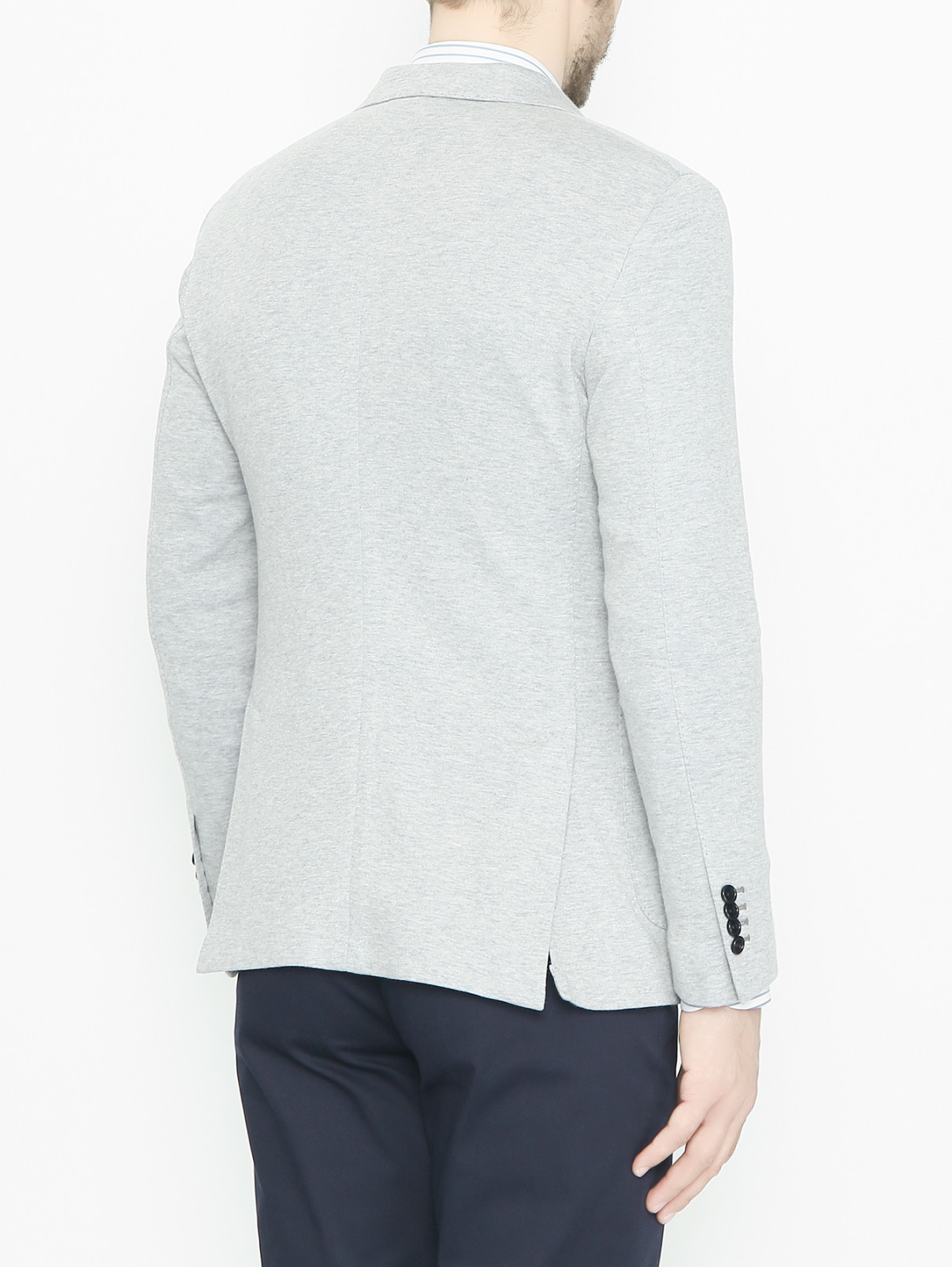 Трикотажный пиджак на пуговицах с карманами LARDINI  –  МодельВерхНиз2  – Цвет:  Серый