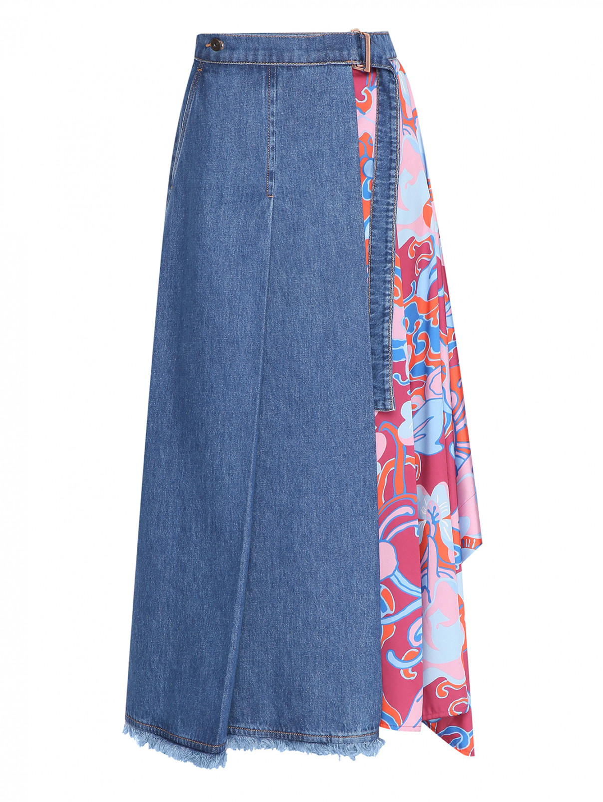 Асимметричная комбинированная юбка Weekend Max Mara  –  Общий вид  – Цвет:  Синий