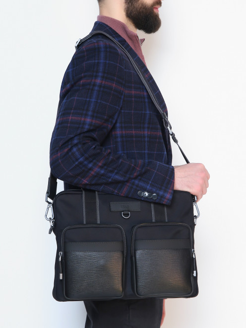 Портфель из текстиля с накладными карманами  Hugo Boss - МодельВерхНиз