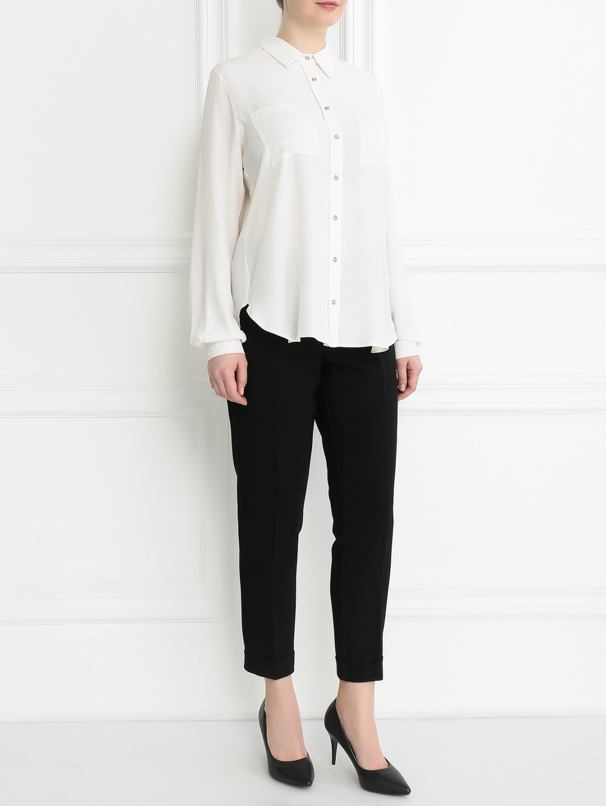 Укороченные брюки зауженного кроя Marina Rinaldi  –  Модель Общий вид  – Цвет:  Черный