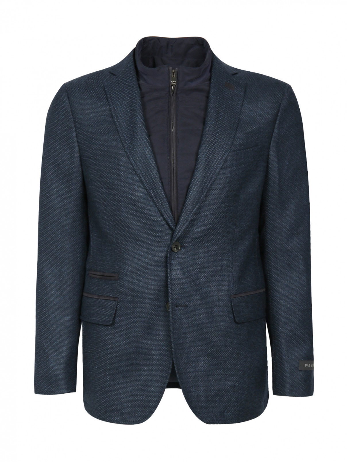 Пиджак однобортный из шерсти с подкладом Pal Zileri  –  Общий вид  – Цвет:  Синий