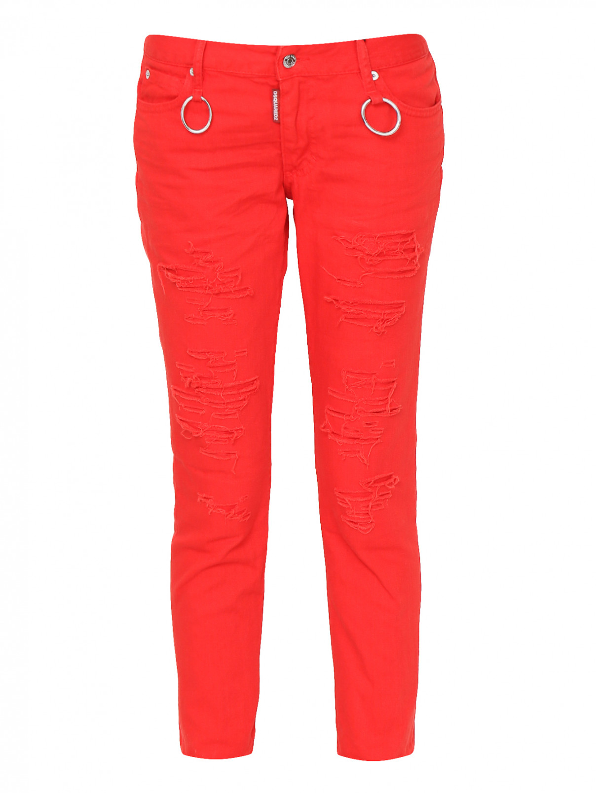 Укороченные джинсы с разрезами Dsquared2  –  Общий вид  – Цвет:  Красный