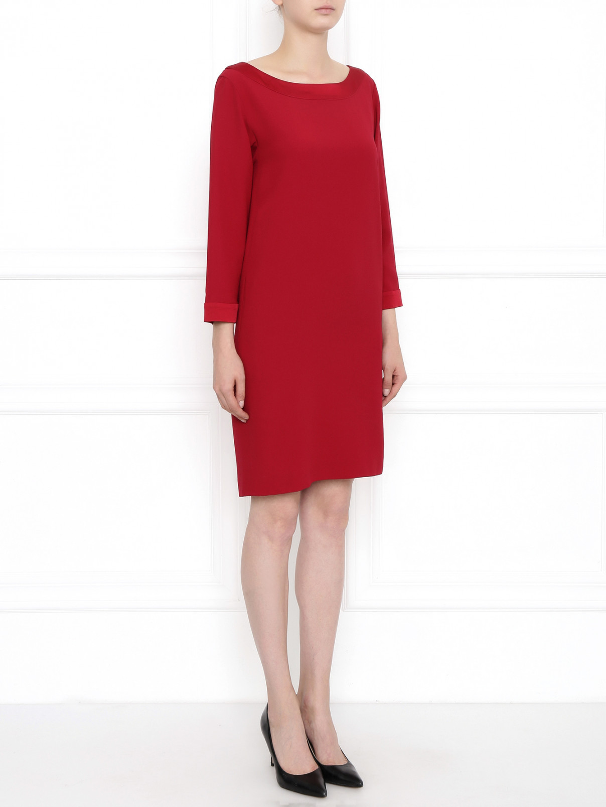 Платье свободного кроя с длинным рукавом Moschino  –  Модель Общий вид  – Цвет:  Красный