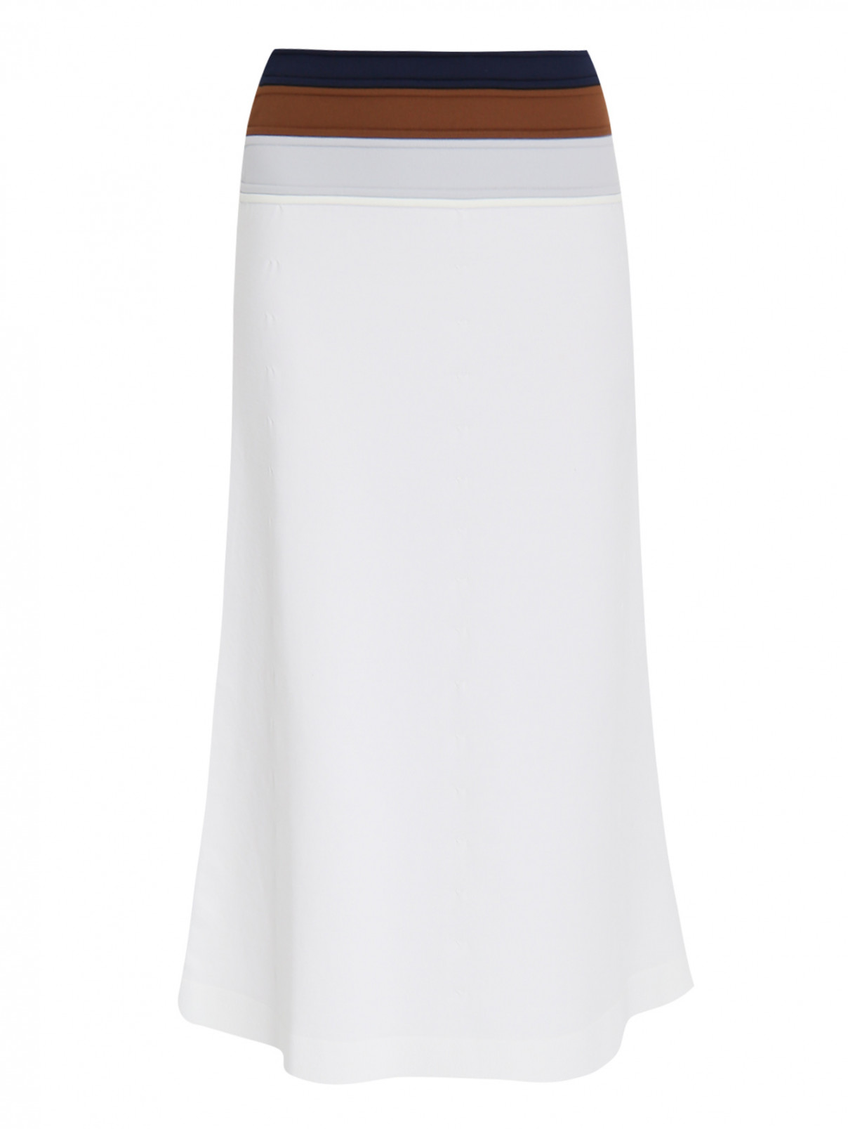 Трикотажная юбка-миди с контрастной отделкой Sonia Rykiel  –  Общий вид  – Цвет:  Белый