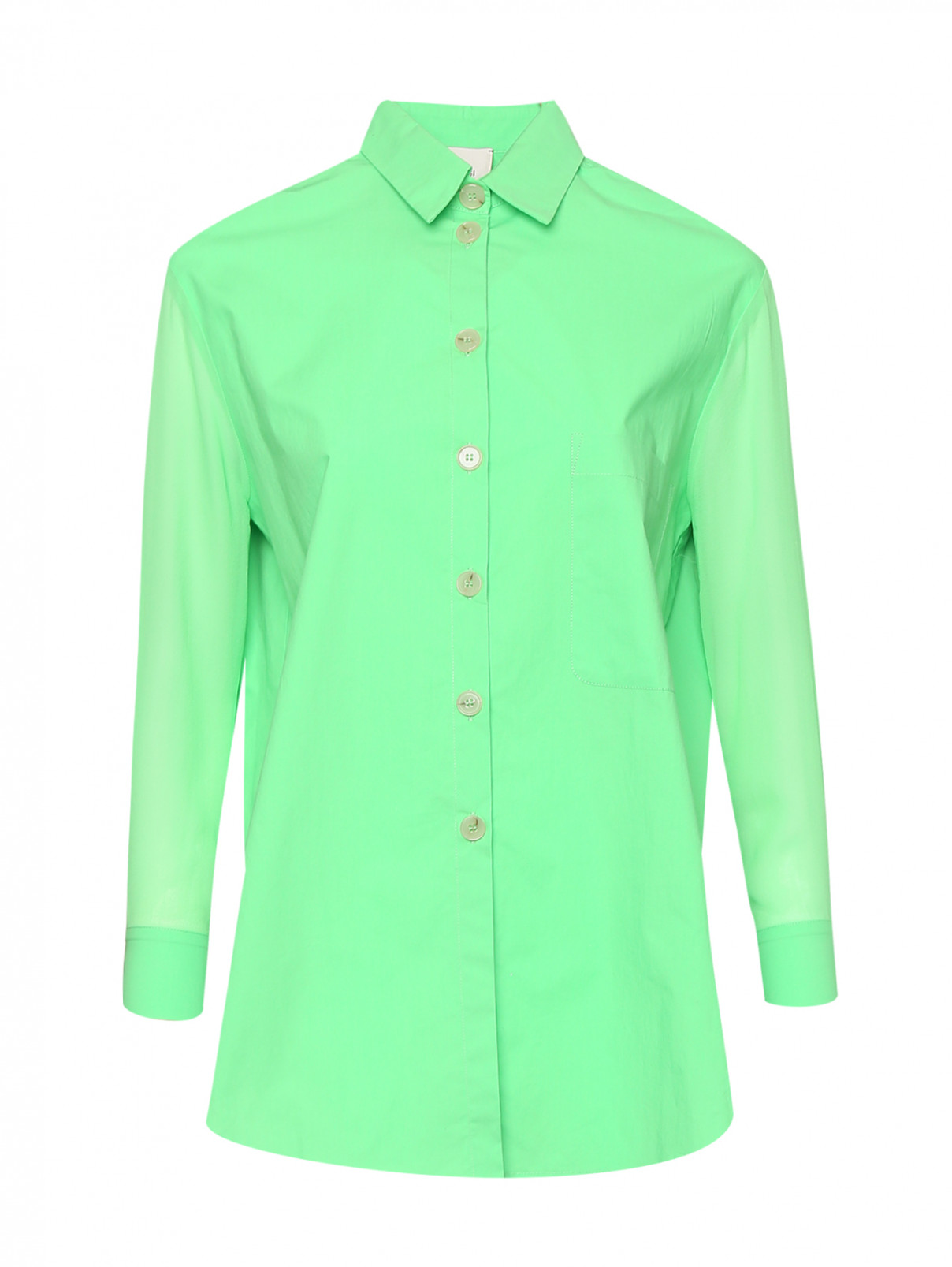 Комбинированная рубашка из хлопка Alysi  –  Общий вид  – Цвет:  Зеленый