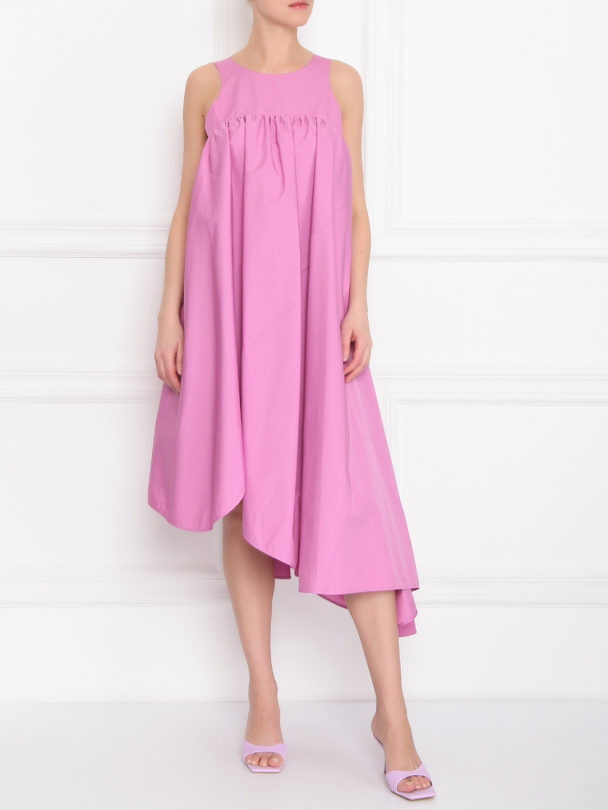 Платье из хлопка свободного кроя Nina Ricci  –  МодельОбщийВид  – Цвет:  Розовый