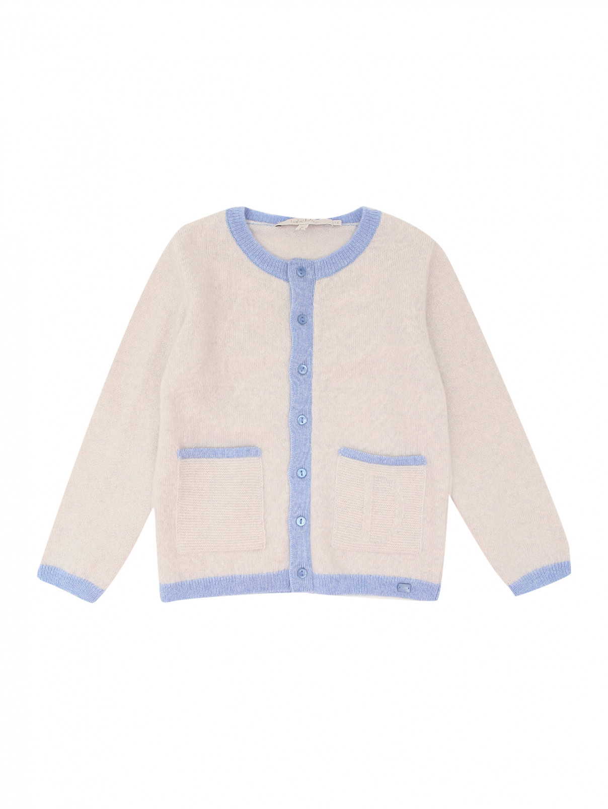 Кардиган из шерсти и кашемира Baby Dior  –  Общий вид  – Цвет:  Серый