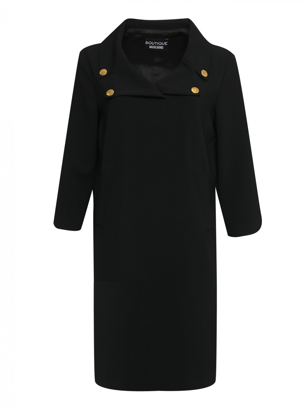 Платье свободного кроя с карманами BOUTIQUE MOSCHINO  –  Общий вид  – Цвет:  Черный