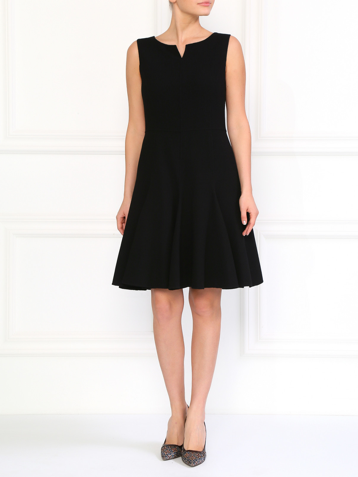 Шерстяное платье с воланами Armani Collezioni  –  Модель Общий вид  – Цвет:  Черный