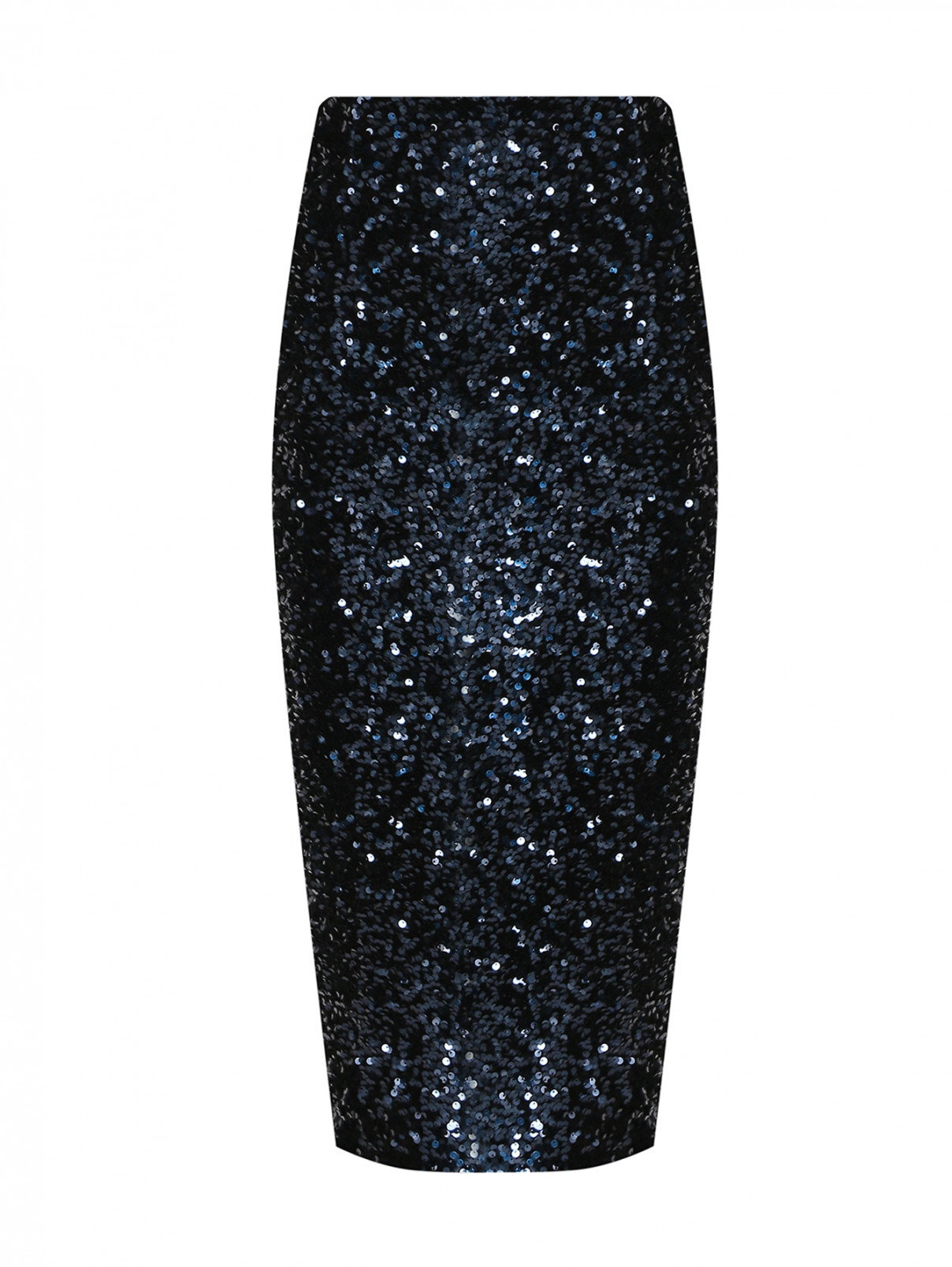 Трикотажная юбка-карандаш в пайетках Dorothee Schumacher  –  Общий вид  – Цвет:  Синий