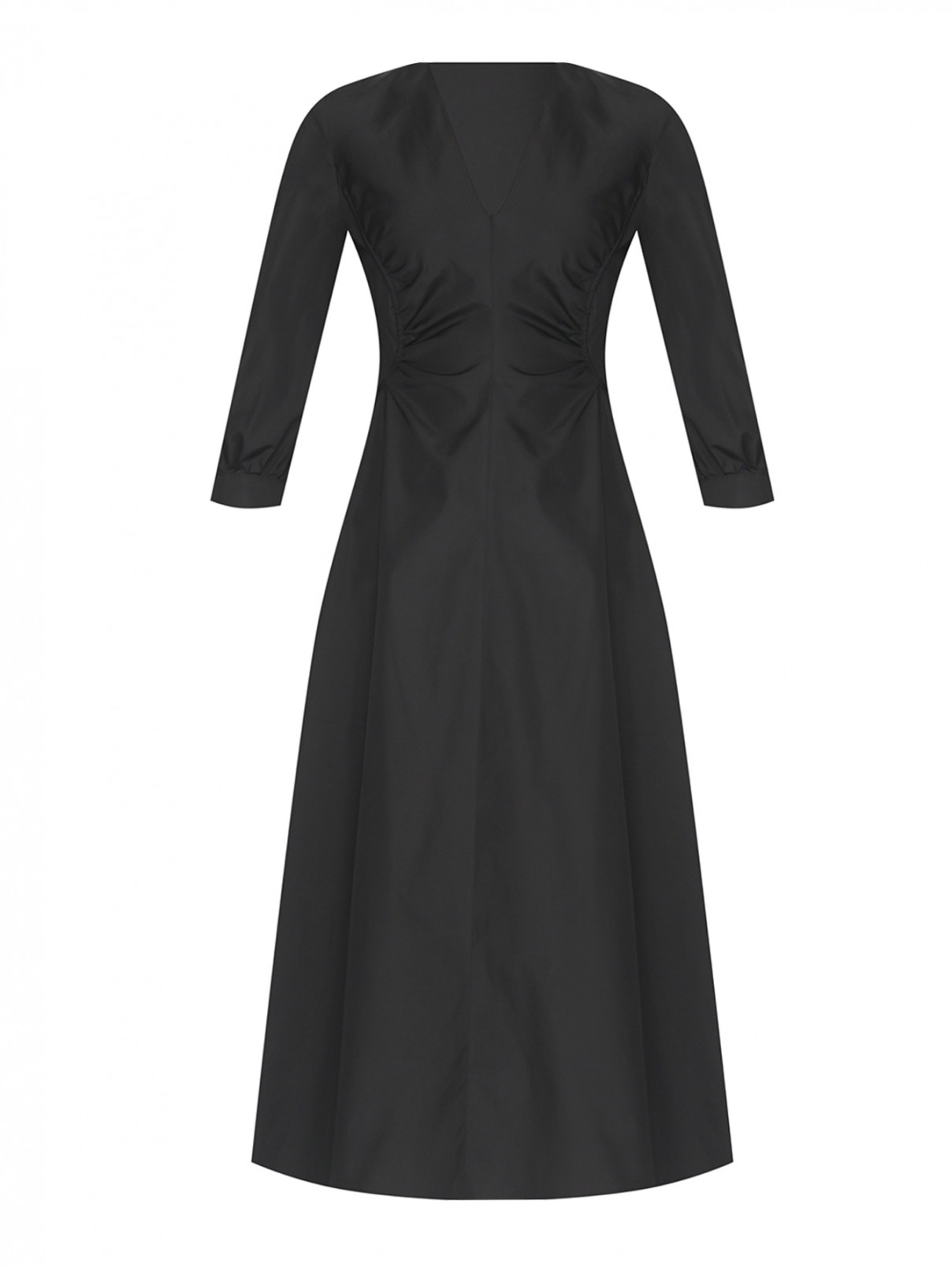 Хлопковое платье с рельефами Max Mara  –  Общий вид  – Цвет:  Черный