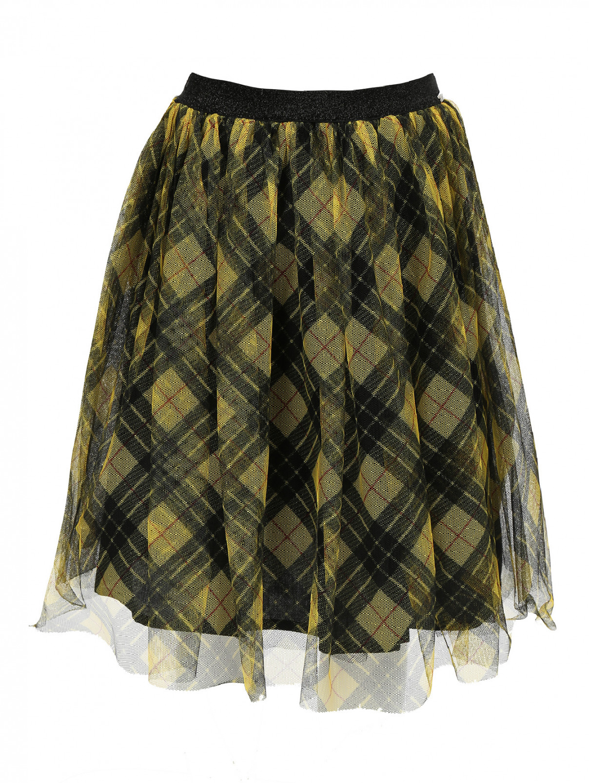 Пышная юбка из хлопка с узором "клетка" Gaultier Junior  –  Общий вид  – Цвет:  Желтый