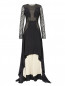 Платье-макси из шелка с кружевом и ассиметричным подолом Antonio Berardi  –  Общий вид