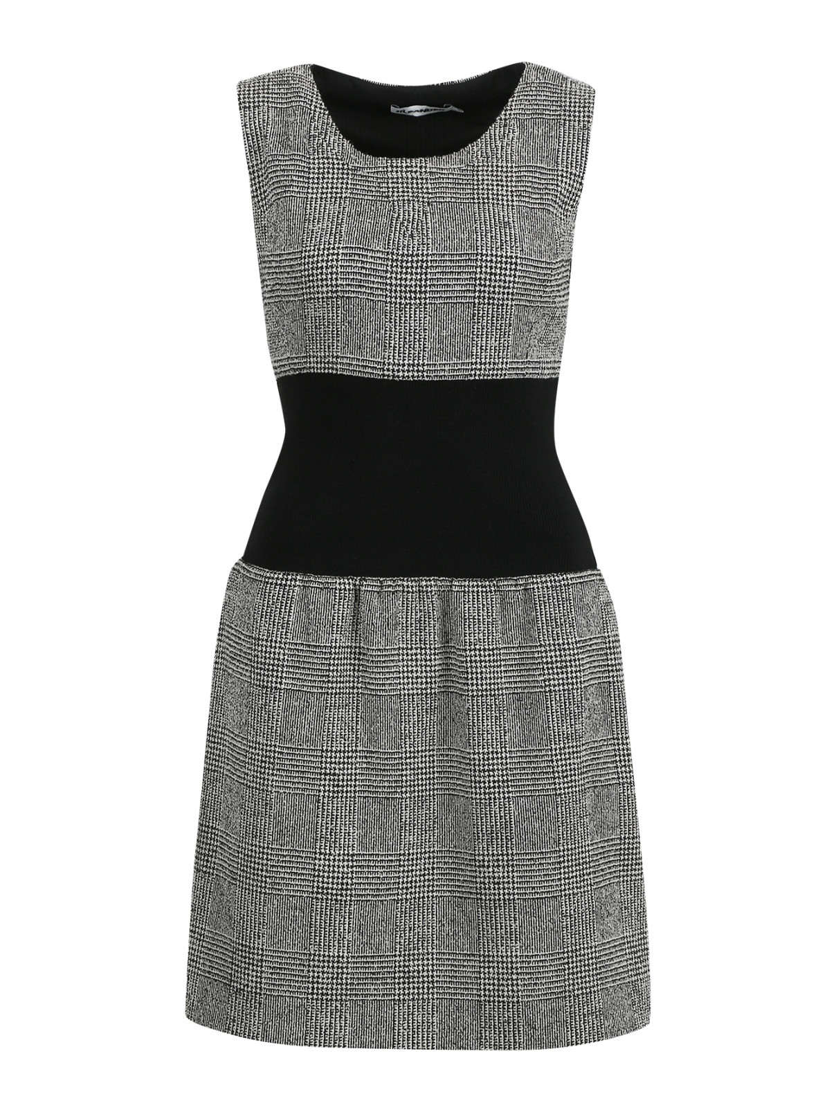Платье из шерсти с трикотажной вставкой на талии Jil Sander  –  Общий вид  – Цвет:  Черный