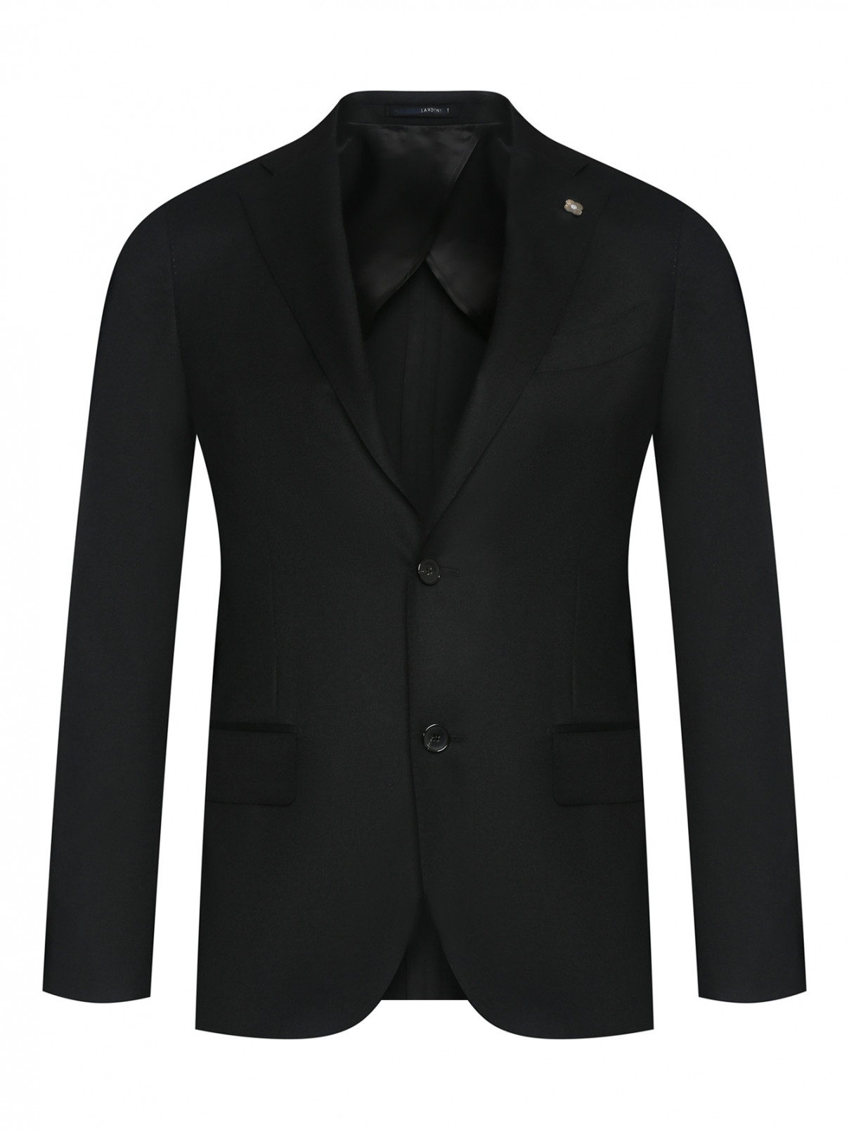 Однобортный пиджак из шерсти с карманами LARDINI  –  Общий вид  – Цвет:  Черный