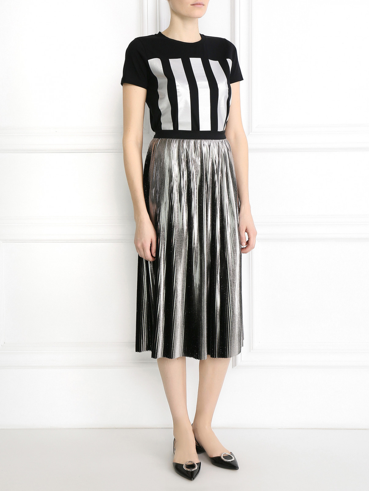 Плиссированная юбка-миди Jil Sander  –  Модель Общий вид  – Цвет:  Черный