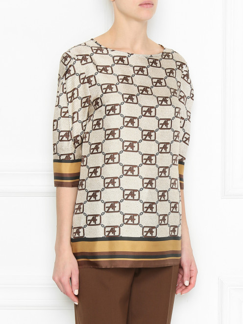 Блуза из шелка с принтом Alberta Ferretti - МодельВерхНиз