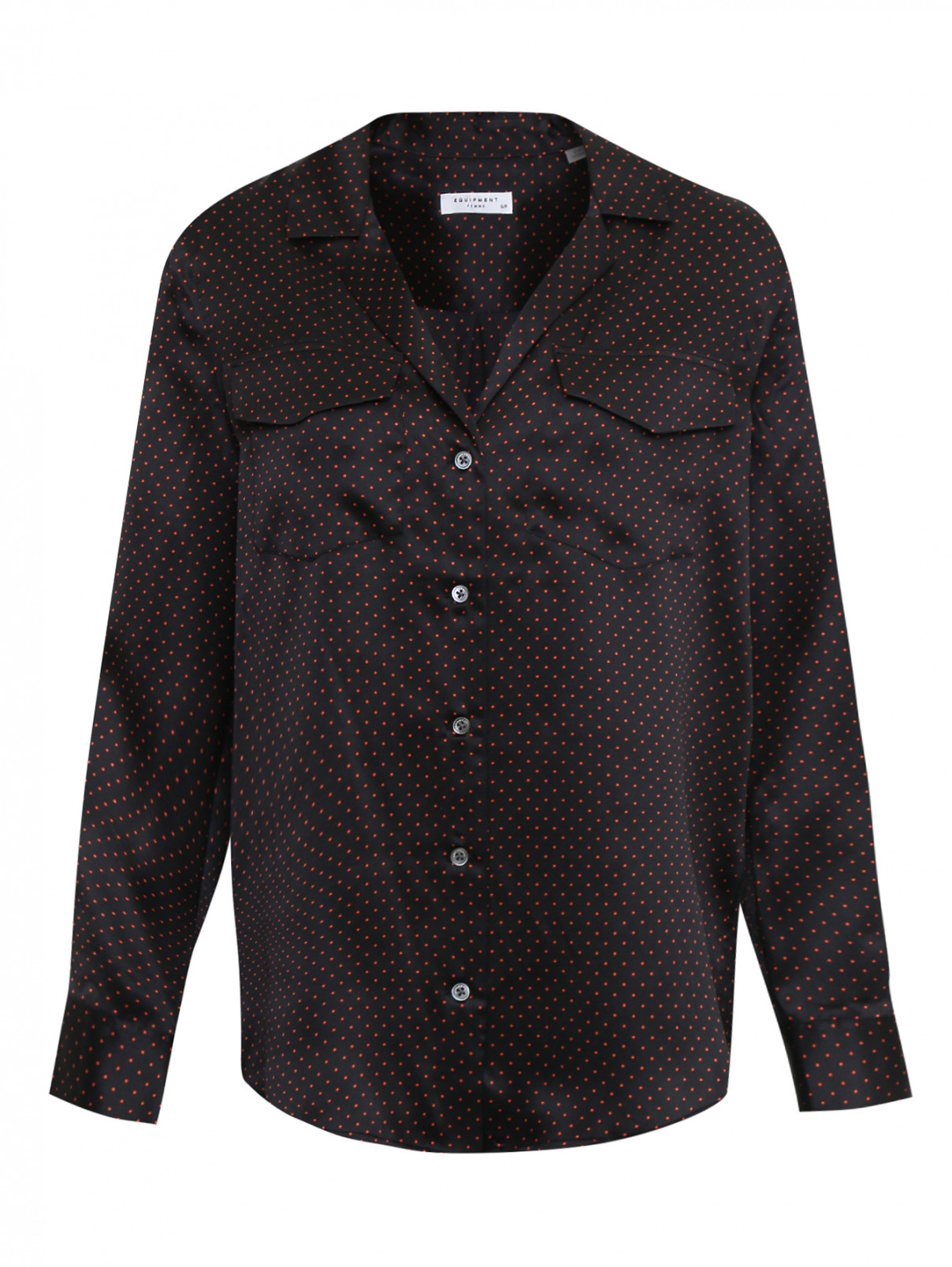 Блуза из шелка в горох Equipment  –  Общий вид  – Цвет:  Черный