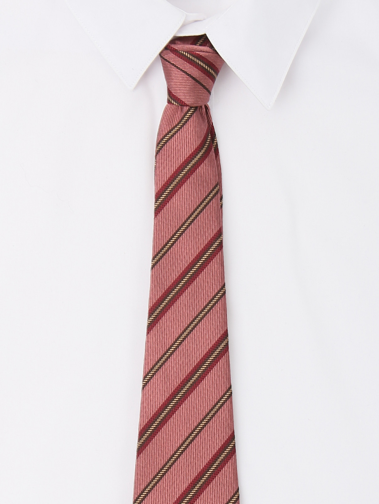 Галстук из шелка с узором полоска Pal Zileri  –  МодельОбщийВид  – Цвет:  Красный