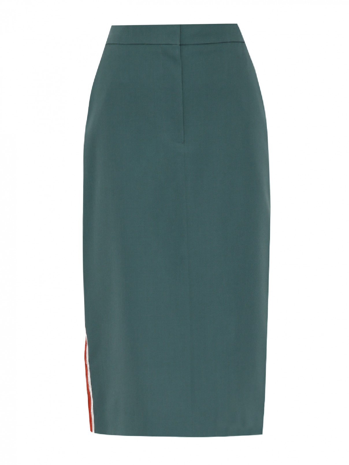 Юбка хлопковая с лампасами Calvin Klein 205W39NYC  –  Общий вид  – Цвет:  Зеленый