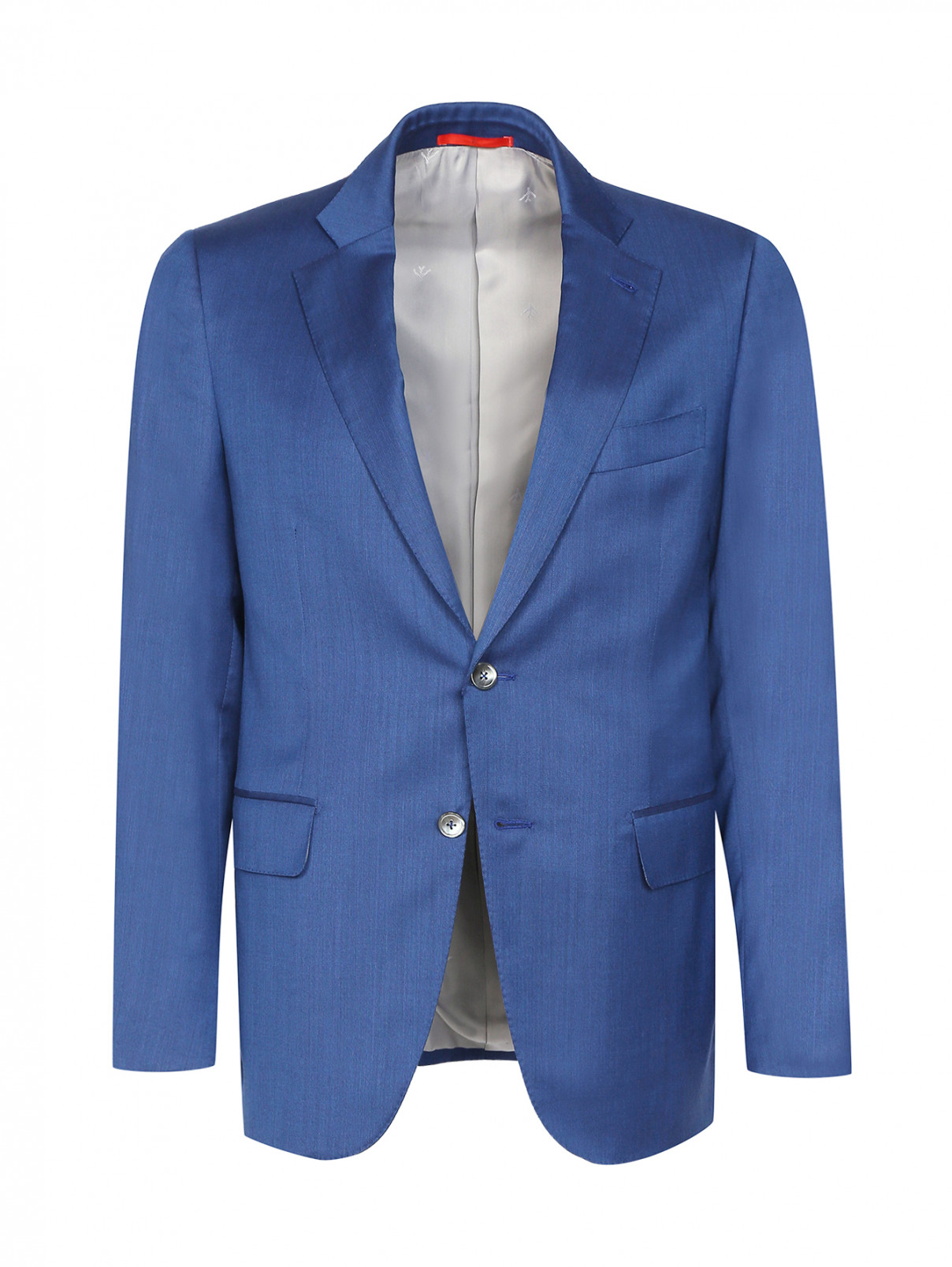 Пиджак однобортный из шерсти Isaia  –  Общий вид  – Цвет:  Синий