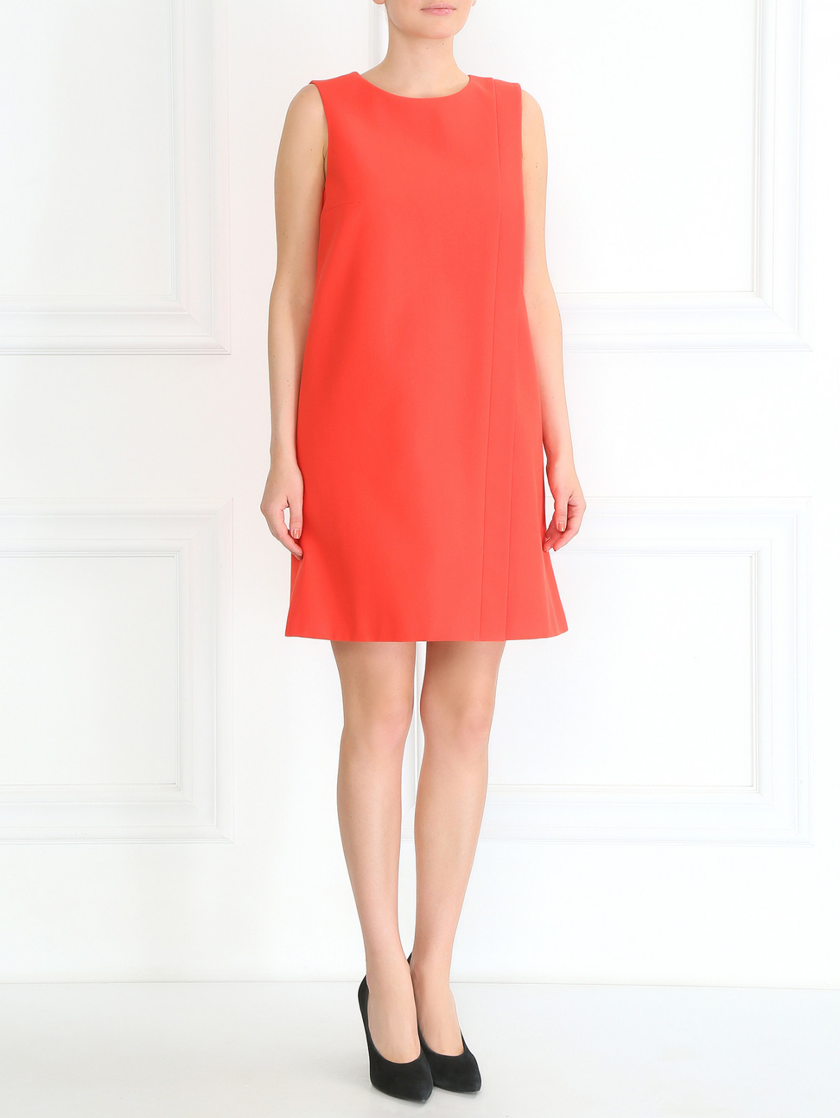 Платье-мини из хлопка с боковыми карманами Paule Ka  –  Модель Общий вид  – Цвет:  Красный