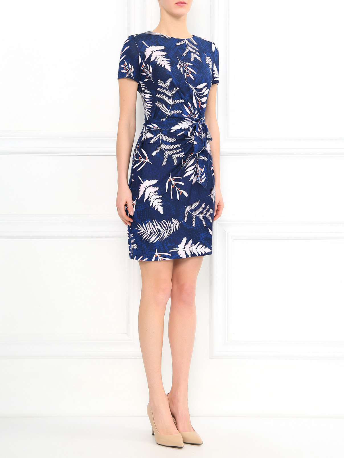 Платье из шелка с цветочным узором Diane von Furstenberg  –  Модель Общий вид  – Цвет:  Синий