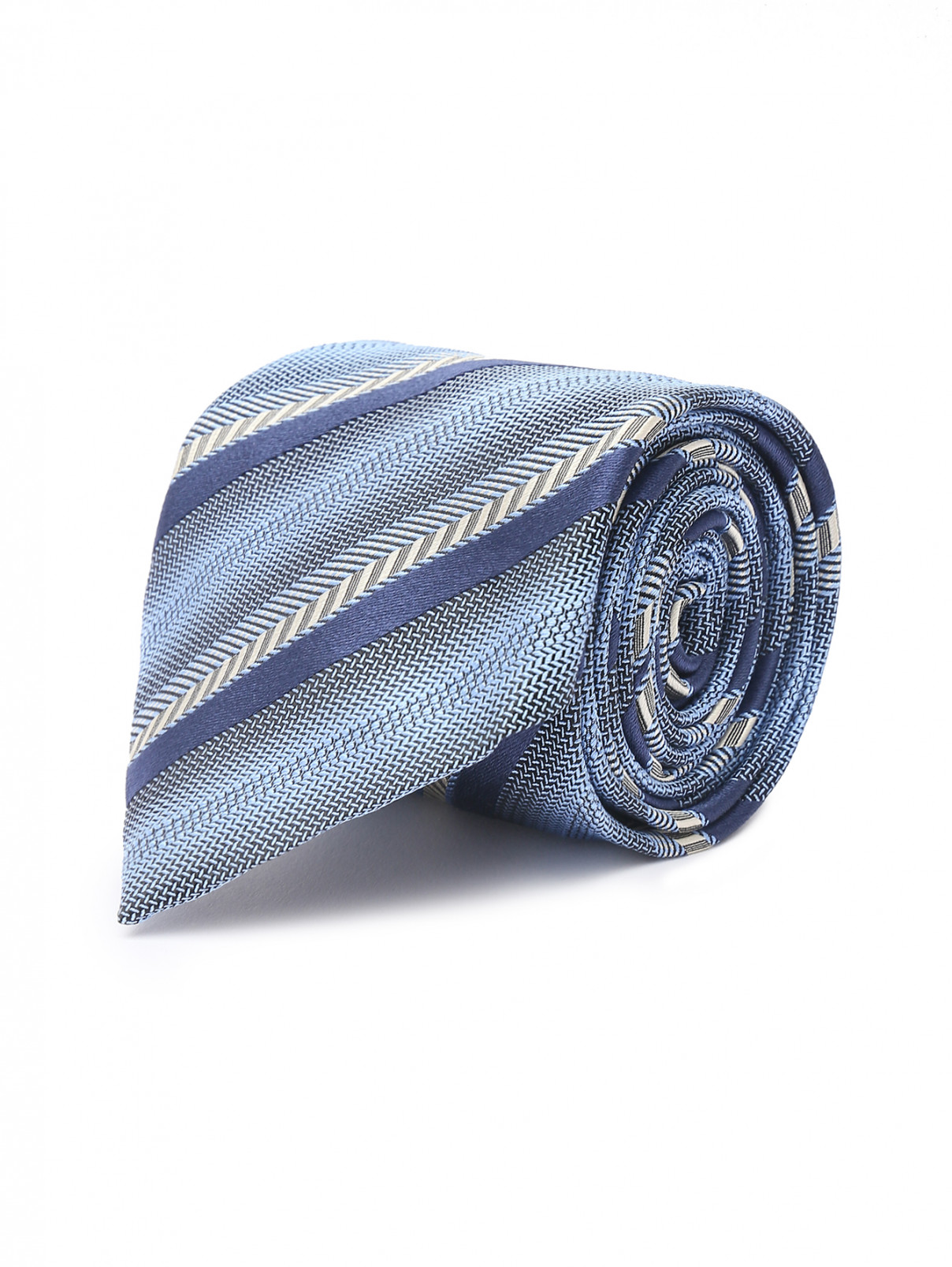 Галстук из шелка с узором Ermenegildo Zegna  –  Общий вид  – Цвет:  Синий